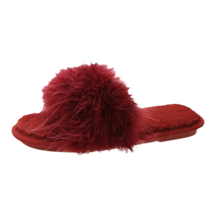 春夏新款红色喜庆洋气本命年伴娘毛毛拖鞋女冬季新娘婚礼晨袍婚鞋