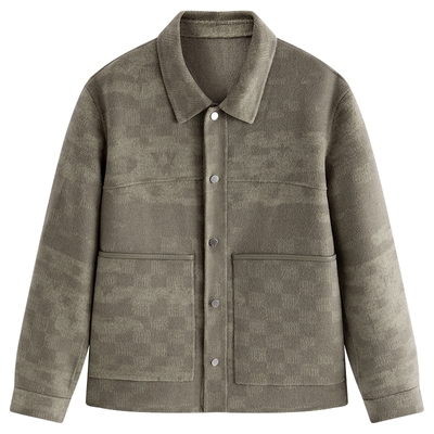 【商场同款】太平鸟男装 双面提花冬季保暖羊毛呢夹克B1BCF4420