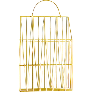 特惠北欧几何手提篮家用铁艺杂志架书报篮简约客厅家居壁挂篮书架