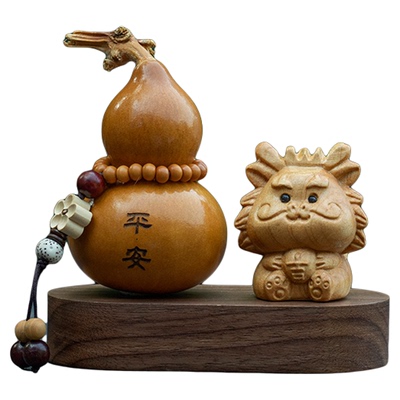 崖柏木雕十二生肖文玩葫芦摆件