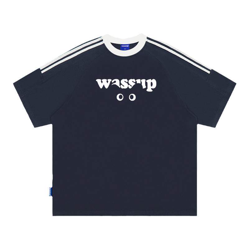 WASSUP猫眼条杆短袖情侣