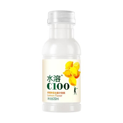 U先-农夫山泉水溶c100复合果汁饮料250ml*4瓶装柠檬味维生素C饮料