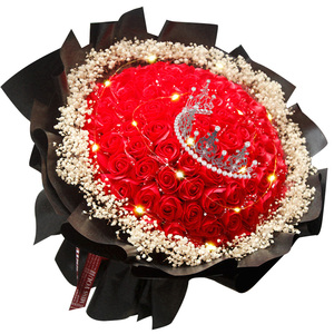 生日礼物送女友老婆99朵仿真玫瑰香皂花手工肥皂花永生花花束