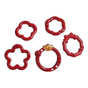 【10颗装】海蒂合金烤漆彩色弹簧扣圆形开口花朵弹簧圈钥匙扣配件