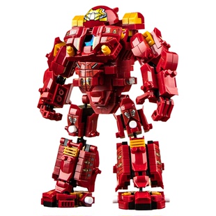 男孩拼图积木钢铁侠反浩克机甲装甲益智力机器人14拼装玩具6-12岁