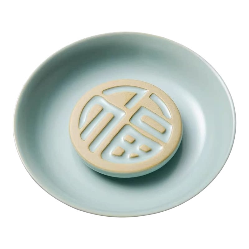 天青汝窑手工陶瓷茶盘新中式