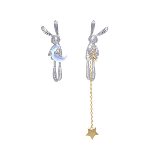 花芽原创小兔子晚安耳钉2026新款女生小众设计高级感轻奢百搭耳夹