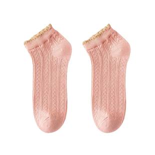 木耳花边袜子女春秋冬季薄款糖果色学生短袜女纯棉jk韩版日系船袜