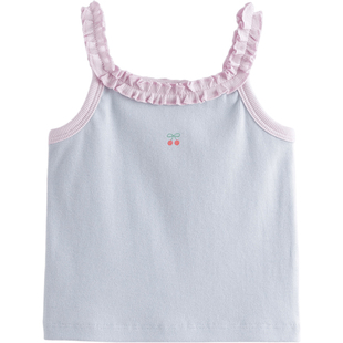 马克珍妮女童甜美花边小背心吊带 宝宝上衣2025年夏装新款550751