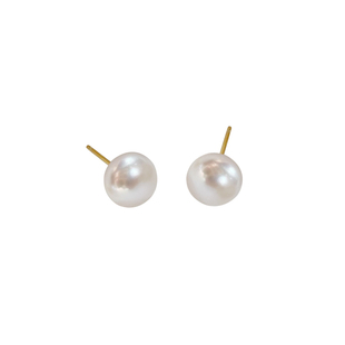 DouxAir天然淡水珍珠耳钉女s925纯银9mm耳饰小众简约气质耳环小巧