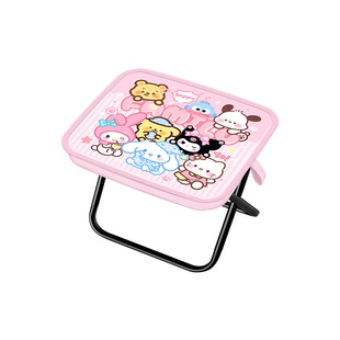 红色KT卡通折叠凳便携式板凳笔袋折叠椅子户外露营神器迷你小马扎