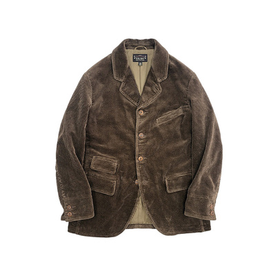 西里布咖色灯芯绒多袋休闲西服