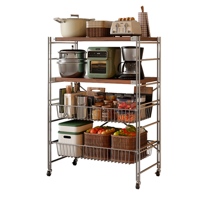 【网篮随意调】厨房置物架小推车