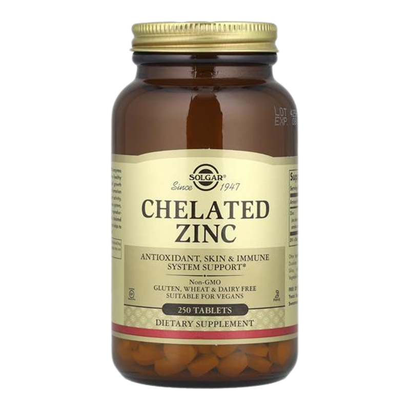 Solgar螯合锌片zinc机体抵抗系统支持抗氧皮肤健康细胞生长发育肌