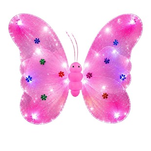 发光玩具儿童天使蝴蝶翅膀背饰女孩生日礼物魔法仙女棒夜光公主裙
