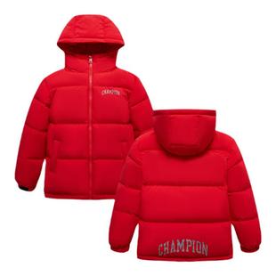 Champion冠军男女童轻便防风白鸭绒保暖新年印花红色羽绒服25冬