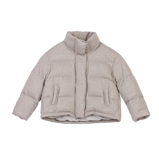 SHIMENG诗梦女装冬季新款羊毛立领针织直筒短款羽绒服外套简约