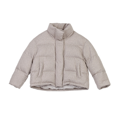 SHIMENG诗梦女装冬季新款羊毛立领针织直筒短款羽绒服外套简约