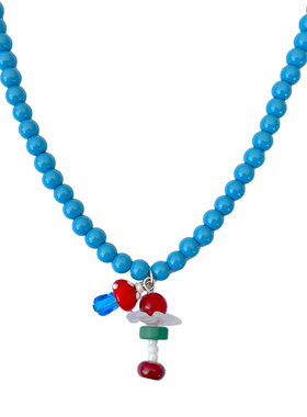 ZRZO琉璃蘑菇蓝色串珠项链