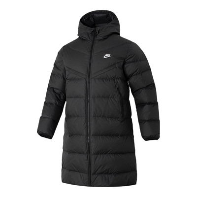 耐克中长款羽绒服男款官方冬季黑色保暖运动羽绒衣连帽外套FB8180