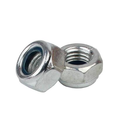 牙铁镀锌英制尼龙自锁蓬发螺母