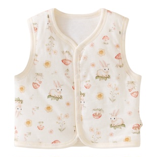 婴儿马甲小月龄春秋新生儿纯棉外穿轻薄宝宝背心52码保暖马甲内搭