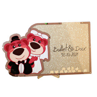 可爱熊熊婚礼签名册卡通定制结婚签名板备婚好物签字簿台框本创意