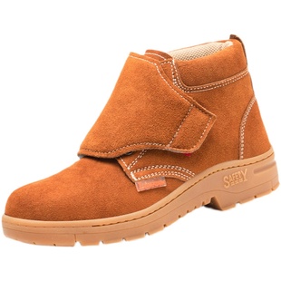 劳保鞋男电焊工专用牛皮防烫冬季高帮钢头防砸防刺穿老保钢板工作