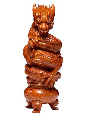 花梨木雕盘龙工艺品摆件