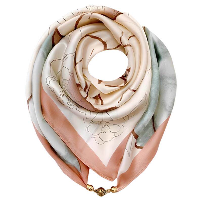 磁吸扣三角小方巾丝巾女士春秋夏季衬衫护颈饰围脖子薄围巾70x70