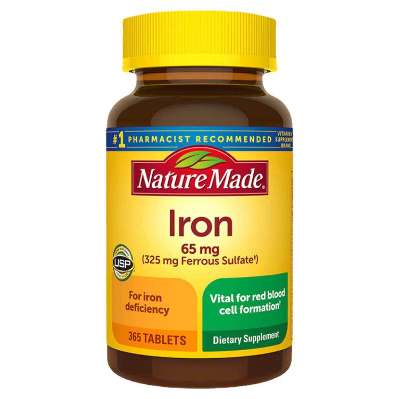 现货美国 Nature Made Iron铁质元素 补铁补-血防贫-血65mg 365粒