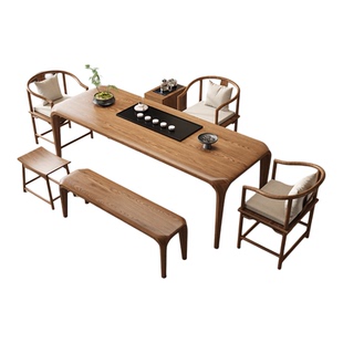 宋代美学实木办公桌茶桌一体两用新中式禅意客厅办公室接待泡茶台