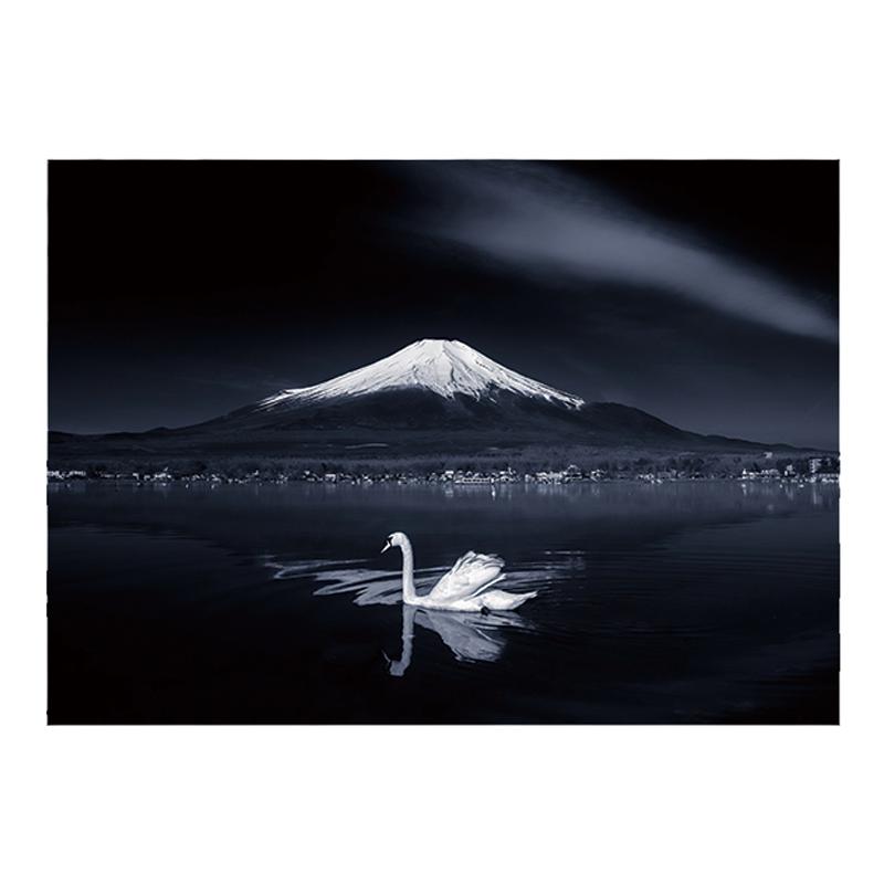 富士山治愈系背景布床头卧室墙布