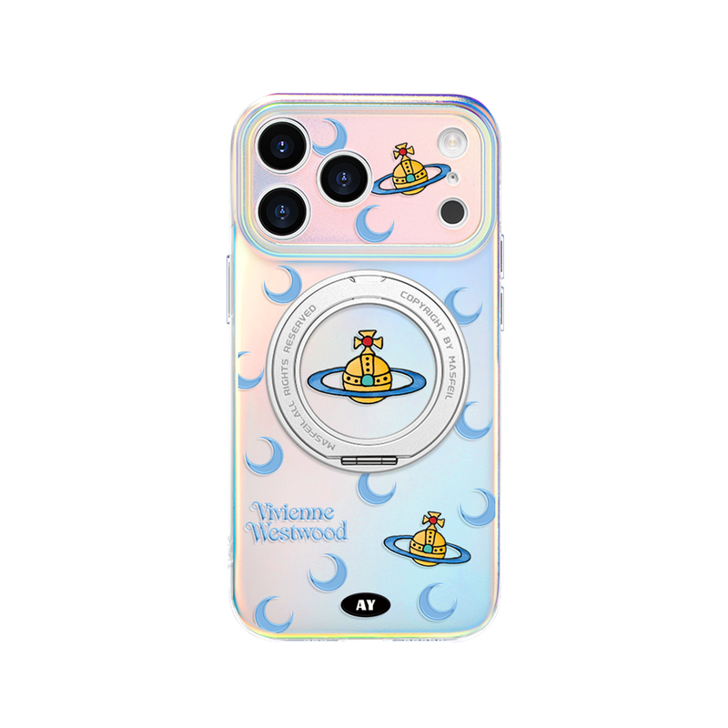 ANGYING × 月牙土星适用苹果17promax手机壳新款iphone16pro磁吸带支架ip15支点Lo5套全包高级感好看女14/13