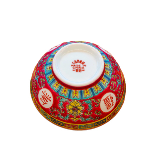 万寿无疆大碗加大撇口面碗红黄绿兰色戈三太碗景德镇怀旧复古陶瓷