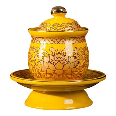 禅居真金黄无字陶瓷供水杯