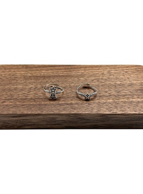 WANGWANG925纯银五角星CS纹路弓箭复古做旧潮流街头情侣百搭戒指