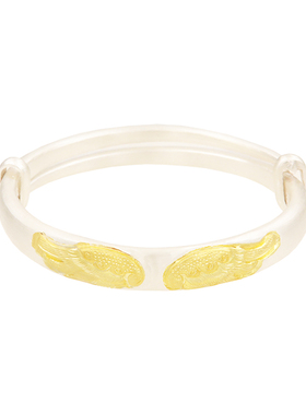 小天使翅膀纯银手镯满月百日