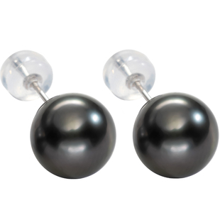 南珠宫18k金 大溪地黑珍珠海水珍珠耳环 女正品C-E033KN-Y