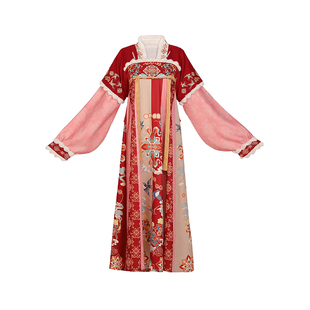 汉服女拜年过年服齐胸襦裙套装加厚加绒毛呢斗篷大衣2024秋冬款