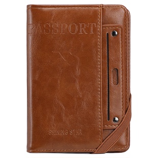 欧美复古RFID防磁护照夹出国旅行男女便携护照钱包防磁卡包证件包