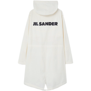 【经典返场】JIL SANDER 男士 白色中长款LOGO连帽风衣外套