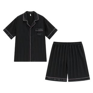 乐姿梦睡衣男夏季冰丝薄款高级感短袖短裤仿真丝绸家居服男士套装