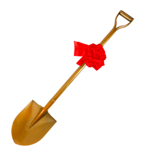 奠基铲开工大吉仪式全套金铲子动工动土庆典专用花球金色全钢铁锹