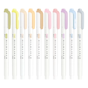 深邃粉橄榄绿日本ZEBRA斑马荧光笔新色盐系WKT7温和色自然色双头荧光色笔正品学生用重点标记号笔彩色手帐款