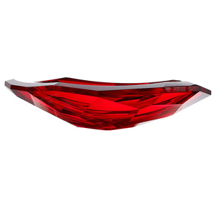 轻奢K9水晶玻璃红色水果盘不规则创意零食点心盘客厅茶几摆放盘