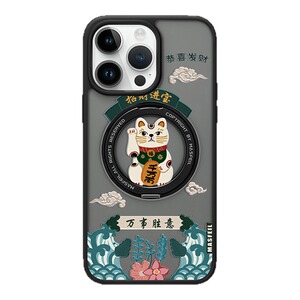 SHEHENG ×招财吉猫于适用于苹果17手机壳新款15Promax防摔磁吸13高级Fo5奢华16Promax支架保护套2026新15Pm