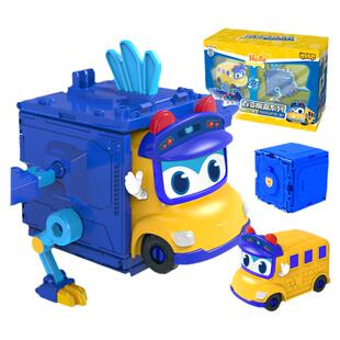 正版百变校巴魔盒园丁鸟车长歌德儿童磁吸变形合体机器人金刚男孩