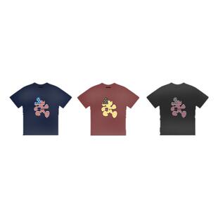 local aliens外星沙龙美式复古[米奇快跑]水洗印花正肩百搭短袖女