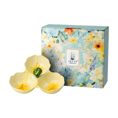 釉下彩手绘浮雕坚果盘